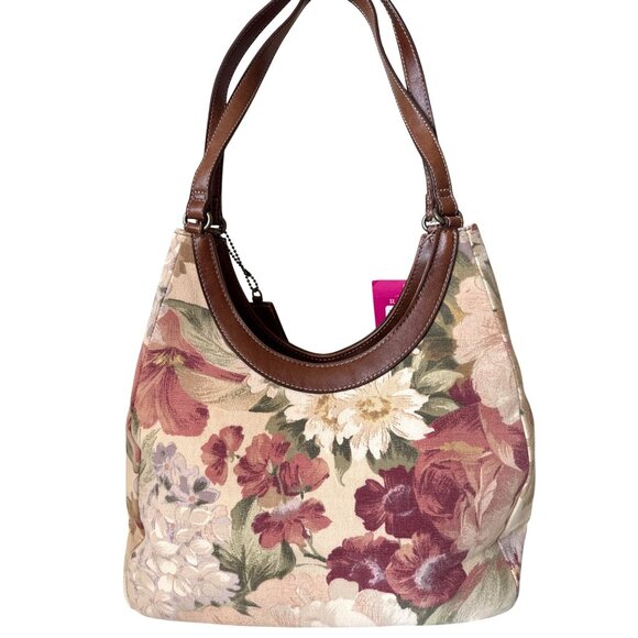 Relic By Fossil Floral Tapestry Shoulder Hobo Bag With Faux Leather Trim - Picture 5 of 11